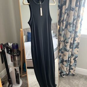 SKIMS Sleeveless cotton rib Maxi Dress w slit at back hem *NEW with tags*